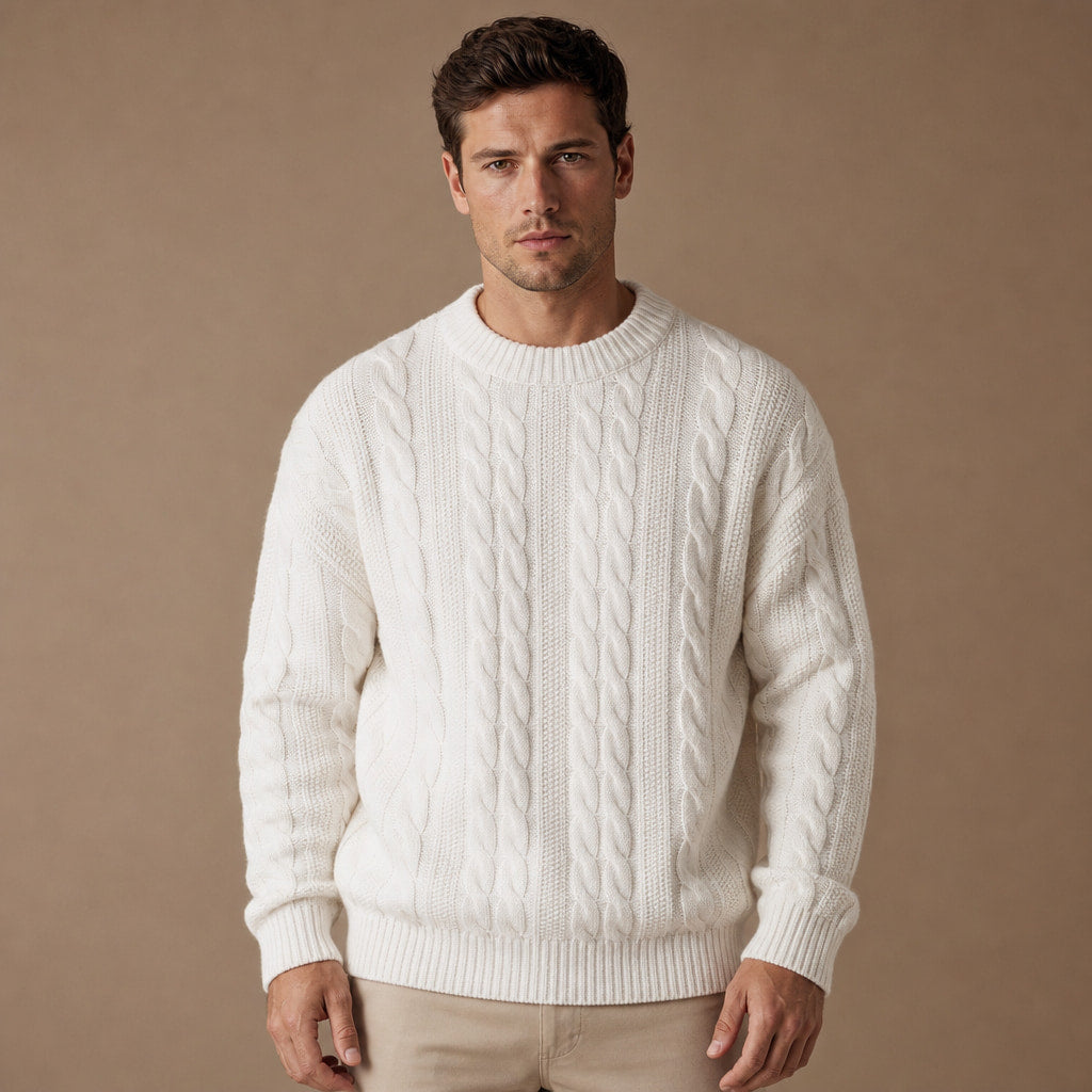 Caleb Ribbed Crewneck in White – Tarlano Premium Menswear