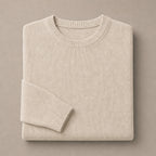 Crew Neck Sweater Lightweight Knit Beige – Product Photo