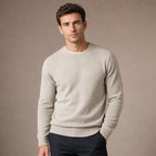 Crew Neck Sweater Lightweight Knit in Beige – Tarlano Premium Menswear