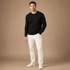Crew Neck Sweater Lightweight Knit Black – Full Look