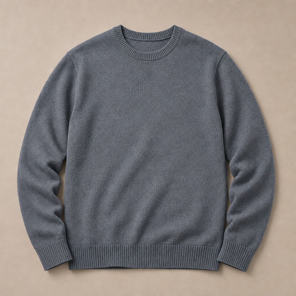 Crew Neck Sweater Lightweight Knit Dark Gray – Product Photo