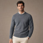 Crew Neck Sweater Lightweight Knit in Dark Gray – Tarlano Premium Menswear