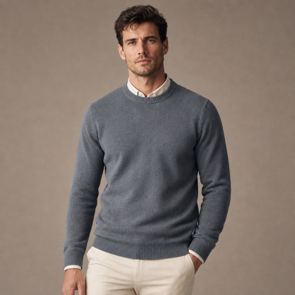 Crew Neck Sweater Lightweight Knit in Dark Gray – Tarlano Premium Menswear