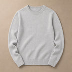 Crew Neck Sweater Lightweight Knit Light Gray – Product Photo