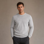 Crew Neck Sweater Lightweight Knit in Light Gray – Tarlano Premium Menswear