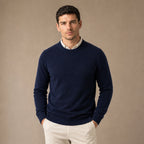 Crew Neck Sweater Lightweight Knit in Navy – Tarlano Premium Menswear