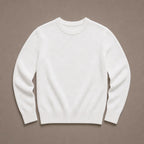 Crew Neck Sweater Lightweight Knit White – Product Photo