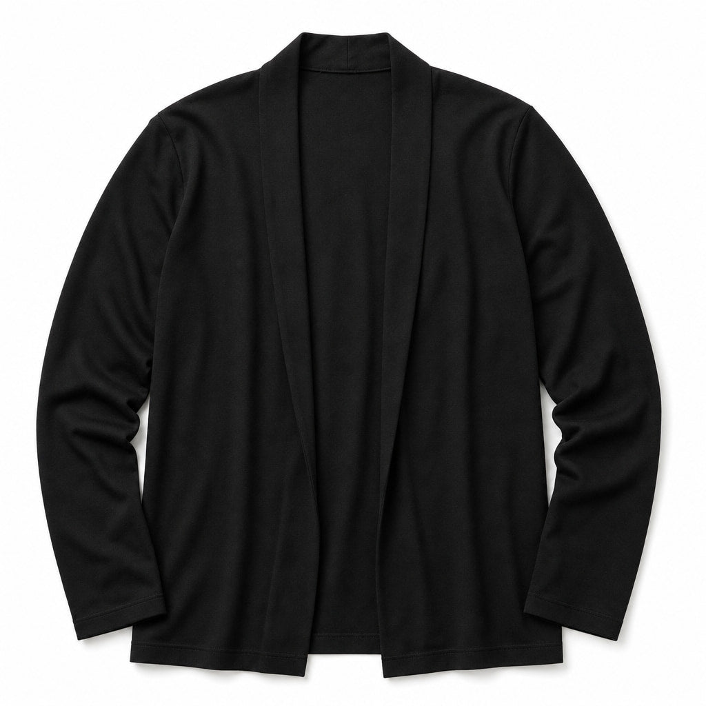 Cardigan Open Front Relaxed Fit Long Sleeve Black – Product Photo