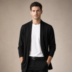 Cardigan Open Front Relaxed Fit Long Sleeve in Black – Tarlano Premium Menswear