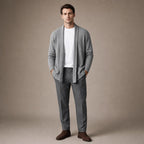 Cardigan Open Front Relaxed Fit Long Sleeve Gray – Full Look