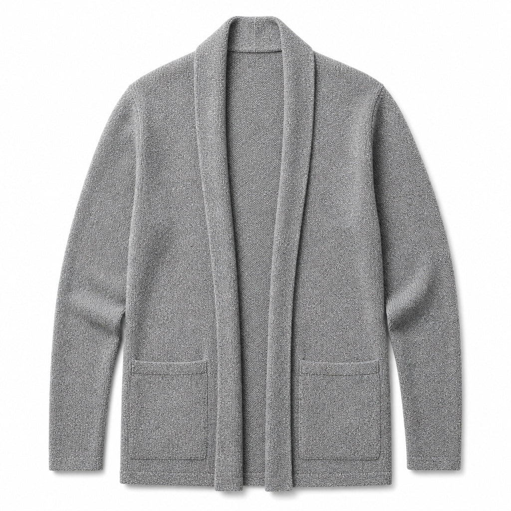Cardigan Open Front Relaxed Fit Long Sleeve Gray – Product Photo