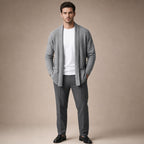 Cardigan Open Front Relaxed Fit Long Sleeve in Gray – Tarlano Premium Menswear