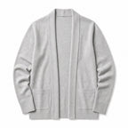 Cardigan Open Front Relaxed Fit Long Sleeve Light Gray – Product Photo