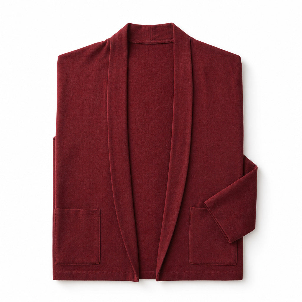 Cardigan Open Front Relaxed Fit Long Sleeve Red – Product Photo