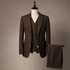 Herringbone Waistcoat Adjustable Back Strap Brown – Product Photo