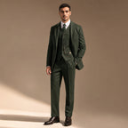 Herringbone Waistcoat Adjustable Back Strap in Dark Green – Tarlano Premium Menswear