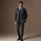 Herringbone Waistcoat Adjustable Back Strap in Dark Grey – Tarlano Premium Menswear
