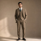 Herringbone Waistcoat Adjustable Back Strap in Khaki – Tarlano Premium Menswear