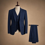 Herringbone Waistcoat Adjustable Back Strap Navy – Product Photo