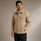Fleece Jacket Faux Fur Collar Windproof Khaki – Side Angle View