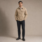 Fleece Jacket Faux Fur Collar Windproof Khaki – Full Look