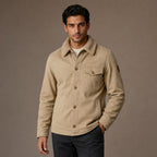 Fleece Jacket Faux Fur Collar Windproof in Khaki – Tarlano Premium Menswear