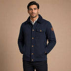 Fleece Jacket Faux Fur Collar Windproof Navy – Product Photo