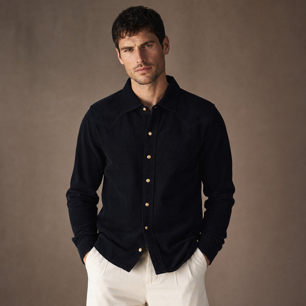 Camerota Corduroy Western Shirt Champagne – Product Photo