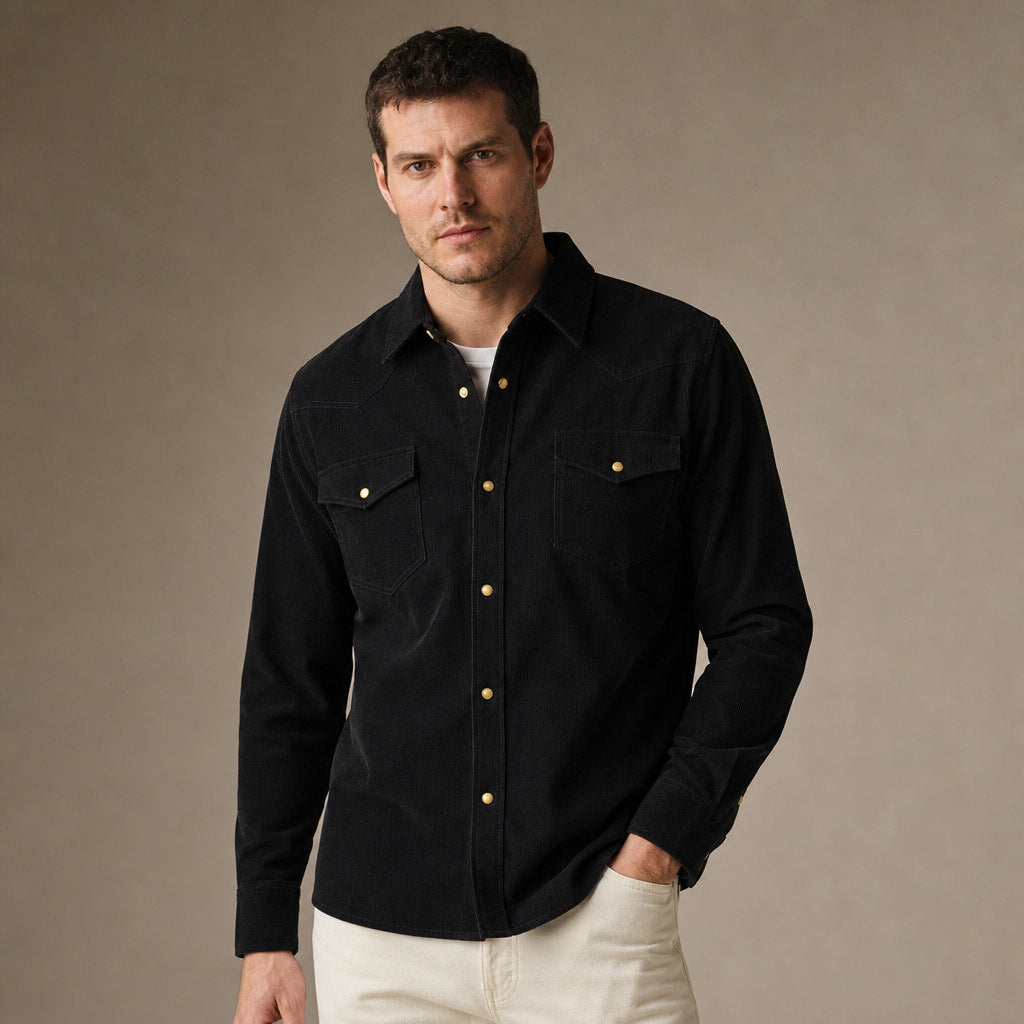 Camerota Corduroy Western Shirt Espresso – Product Photo