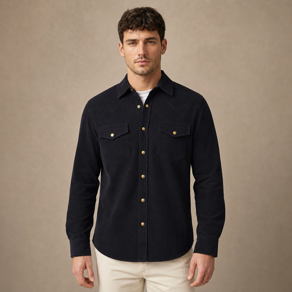 Camerota Corduroy Western Shirt in Espresso – Tarlano Premium Menswear