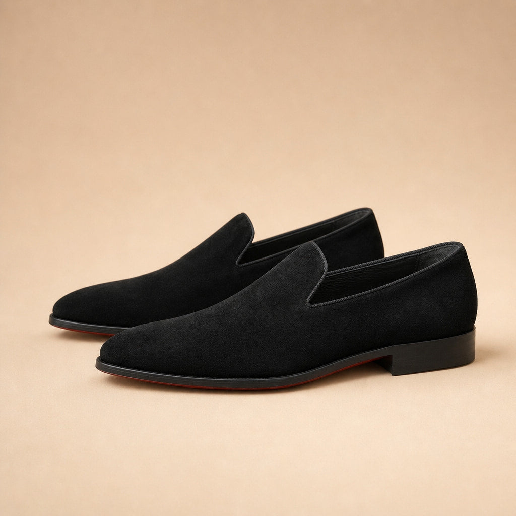 Suede Loafers Slip On in Black – Tarlano Premium Menswear