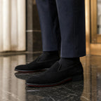 Suede Loafers Slip On Black – Styled Editorial Shot