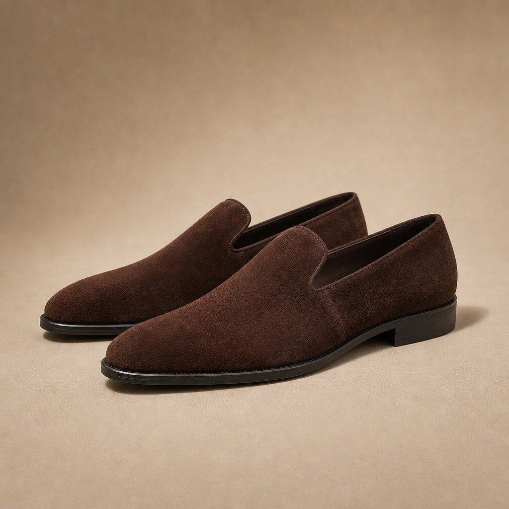 Suede Loafers Slip On Dark Brown – Product Photo