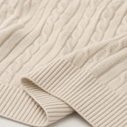 Camogli Cable Knit Crewneck Champagne – Fabric and Detail Close-Up
