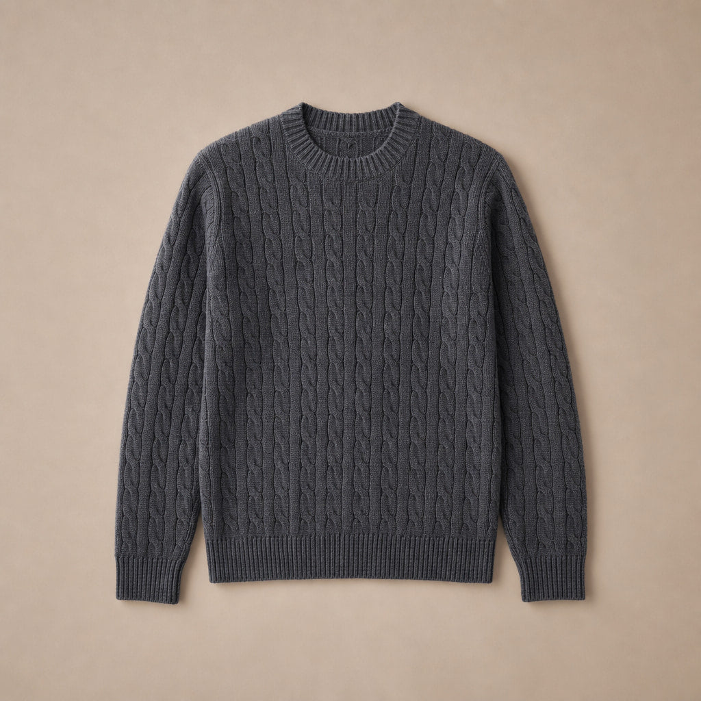 Camogli Cable Knit Crewneck Dark Gray – Product Photo