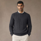 Camogli Cable Knit Crewneck in Dark Gray – Tarlano Premium Menswear