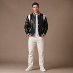 Campio Varsity Black Leather Jacket For Men Black – Full Look