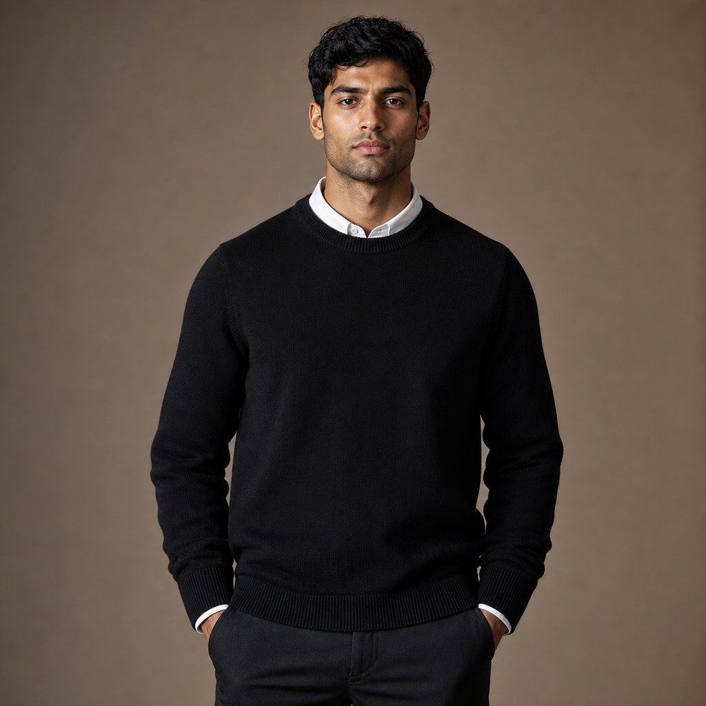 Quarter Zip Sweater Cashmere Blend Soft Knit in Black – Tarlano Premium Menswear