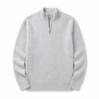 Quarter Zip Sweater Cashmere Blend Soft Knit Gray – Product Photo
