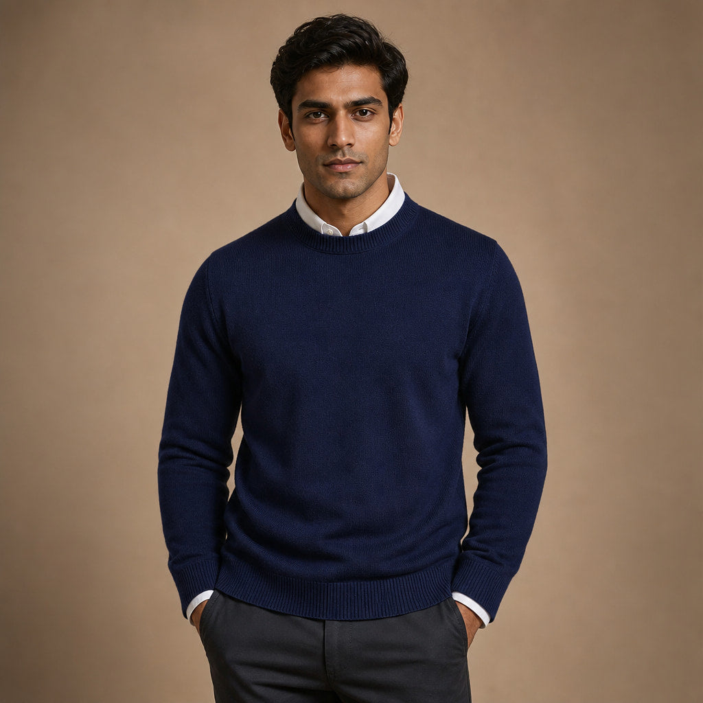 Quarter Zip Sweater Cashmere Blend Soft Knit in Navy – Tarlano Premium Menswear