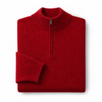 Quarter Zip Sweater Cashmere Blend Soft Knit Red – Product Photo