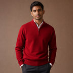 Quarter Zip Sweater Cashmere Blend Soft Knit in Red – Tarlano Premium Menswear