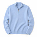 Quarter Zip Sweater Cashmere Blend Soft Knit Sky Blue – Product Photo