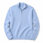 Quarter Zip Sweater Cashmere Blend Soft Knit Sky Blue – Product Photo
