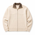 Cardigan Mock Neck Full Zip Knit Beige – Product Photo