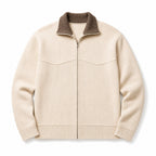 Cardigan Mock Neck Full Zip Knit Beige – Product Photo