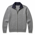 Cardigan Mock Neck Full Zip Knit Gray – Product Photo