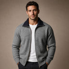 Cardigan Mock Neck Full Zip Knit in Gray – Tarlano Premium Menswear