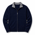 Cardigan Mock Neck Full Zip Knit Navy Blue – Product Photo