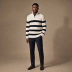 Quarter Zip Sweater Striped White White – Full Look